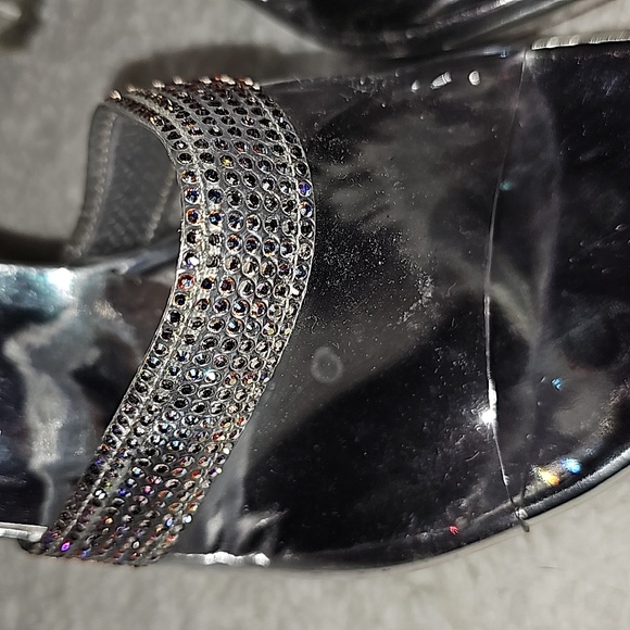 Stuart Weitzman clear & stone heels worn once size 7 - Picture 2 of 4